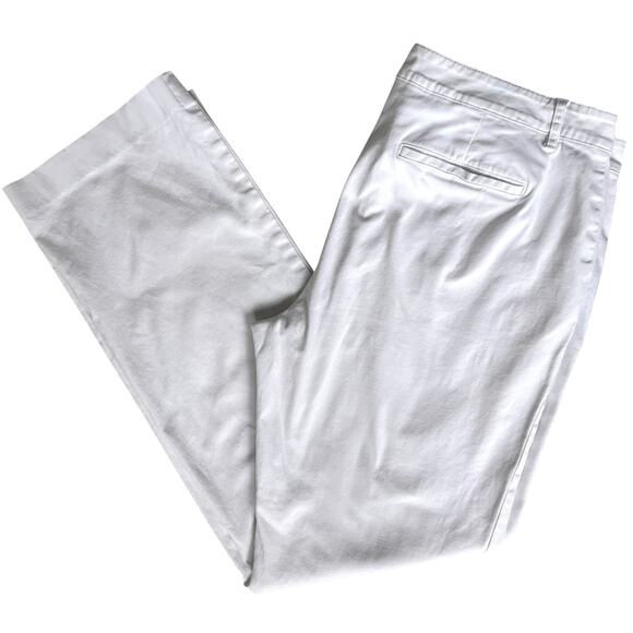 Ralph Lauren Chino Pants Women's 12 White Logo Faux Pockets Basic Classic Preppy - Picture 1 of 14